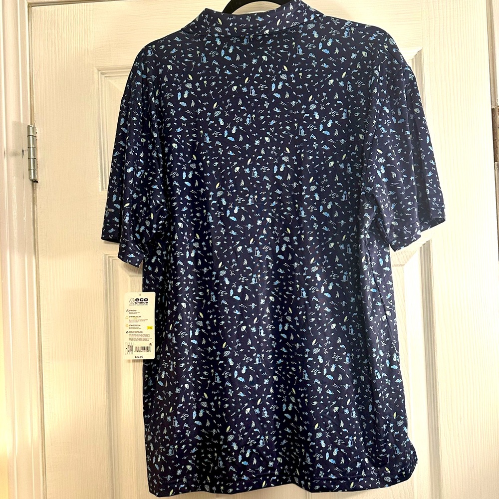 Men’s sun shirt size M tall- navy short sleeve with collar